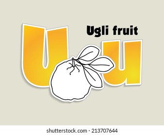 Fruits and vegetables alphabet - letter U - vector eps 10 illustration