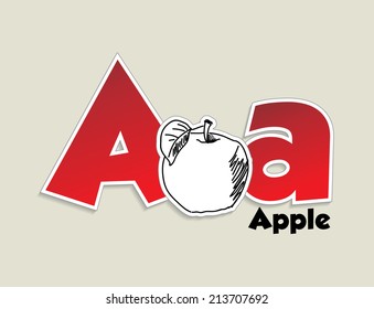 Fruits and vegetables alphabet - letter A - vector eps 10 illustration