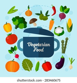 Fruits and vegetables background. Colorful template for cooking, restaurant menu and vegetarian food