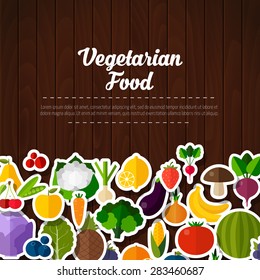 Fruits and vegetables background. Colorful template for cooking, restaurant menu and vegetarian food