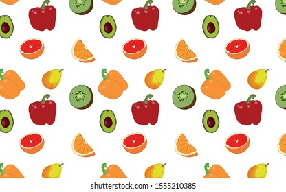 fruits vegetables background food pattern
