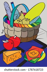 fruits and vegetables in basket 