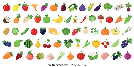 Fruits and vegetables big icon isolated on white background.