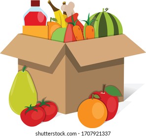 Wooden Box Vegetables Fruits Flat Style Stock Vector (Royalty Free ...