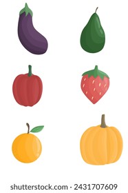 Fruits and vegetables cartoon collection 