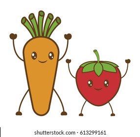 fruits and vegetables cartoon icon