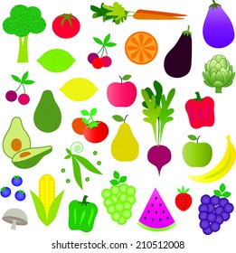 Collection Fruits Expressing Positive Emotions Vector Stock Vector ...