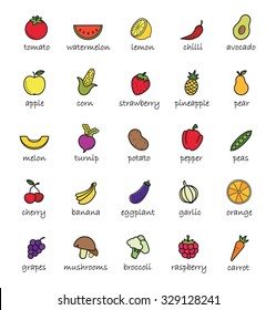 red fruits and vegetables drawing