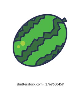 fruits and vegetables concept, watermelon icon over white background, line and fill style, vector illustration