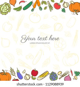 Fruits and vegetables cute banner background template with copy space for promotional or sales event