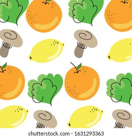 fruits and vegetables healthy food pattern vector illustration design