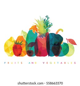 Fruits and vegetables. Healthy food. Vector illustration