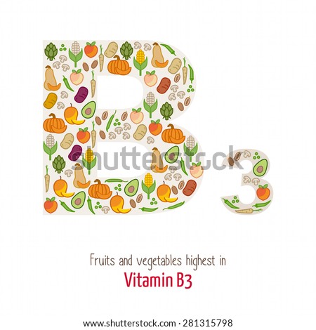 Fruits Vegetables Highest Vitamin B 3 Composing Stock Vector (Royalty ...