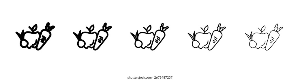 Fruits and vegetables icon black and white vector sign