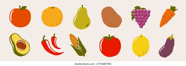 Fruits and vegetables icon. Fruits and vegetables flat