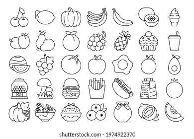Fruits and Vegetables Icon. Isolated on White background