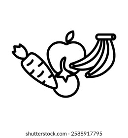 Fruits and vegetables icon Outline vector symbol sign