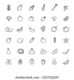 Fruits and vegetables icon set