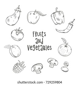 Fruits and vegetables icon set