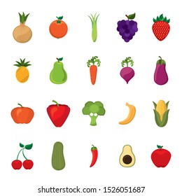 Fruits Vegetables Icon Set Design Healthy Stock Vector (Royalty Free ...