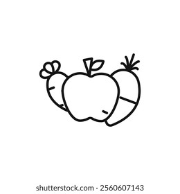 Fruits and vegetables icon vector line logo art