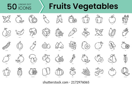 fruits vegetables Icons bundle. Linear dot style Icons. Vector illustration