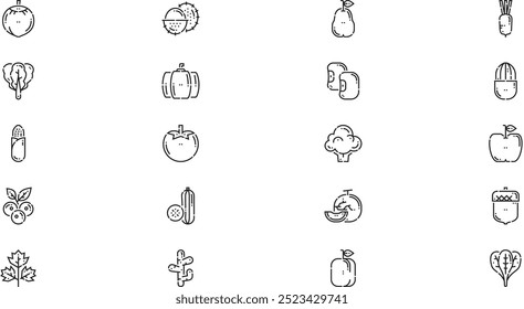 Fruits and vegetables icons High-Quality Vector Icons Collection with Editable Stroke. Ideal for Professional and Creative Projects.