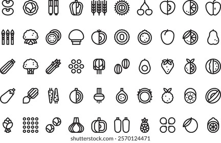 Fruits and vegetables icons  High-Quality Vector Icons Collection with Editable Stroke. Ideal for Professional and Creative Projects.