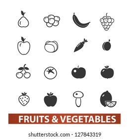 fruits & vegetables icons set, vector