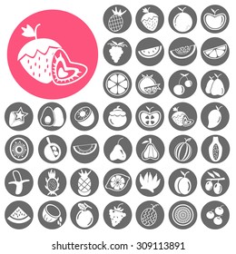 Fruits and Vegetables icons set. Vector Illustration eps10