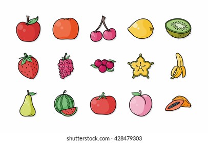 Fruits and vegetables icons set,eps10