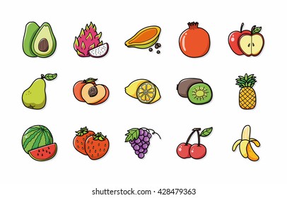 Fruits and vegetables icons set,eps10