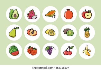 Fruits and vegetables icons set,eps10