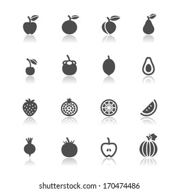 Fruits and Vegetables Icons with White Background