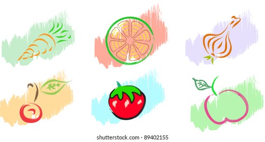 fruits vegetables illustration