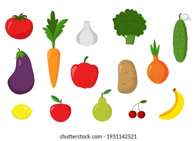 Fruits and vegetables , illustration in flat style.