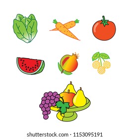 Fruits and vegetables illustration pack