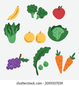 fruits and vegetables illustration vector
