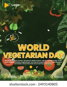 Fruits and vegetables instagram banner post design template | World vegetarian day instagram and facebook banner poster template design | World vegan day celebration with promotion social media post