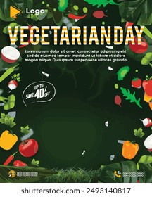 Fruits and vegetables instagram banner post design template | World vegetarian day instagram and facebook banner poster template design | World vegan day celebration with promotion social media post