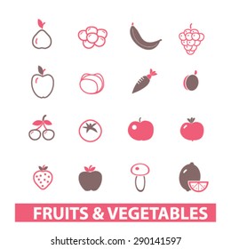 fruits, vegetables isolated icons, signs, illustrations, vector for internet, website, mobile application on white background
