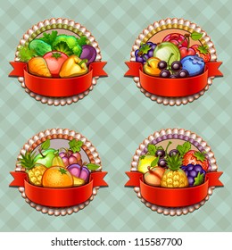 Fruits and vegetables labels set