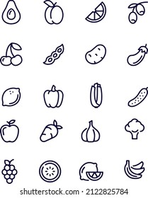 Fruits and Vegetables Line Icons Set vector design