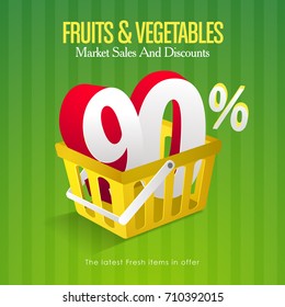 Fruits and vegetables offer, market sales and discounts