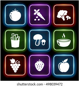 Fruits and Vegetables on Glow Round Buttons