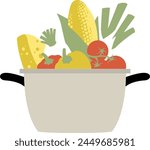Fruits and Vegetables on the Saucepan