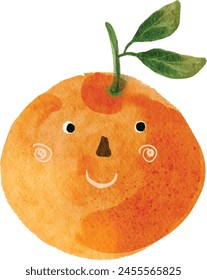 Fruits and vegetables: orange, grapes,  pineapple, apple, starwberry, mango, banana, papaya, blueberry, carrot, broccoli , etc. in watercolor style. Isolated  illustration cute character.