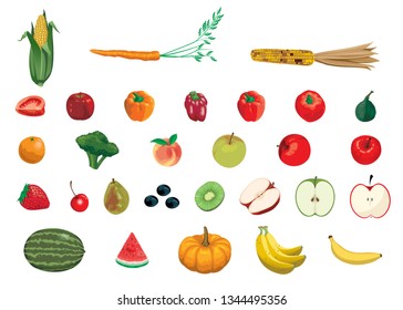 Fruits and Vegetables Organic food  vector illustration - Vector