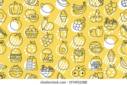 Fruits and Vegetables seamless pattern. Vector hand drawn illustration