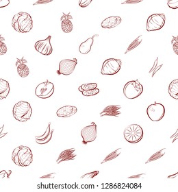 Fruits and Vegetables set. Background for printing, design, web. Usable as icons. Seamless. Binary color.